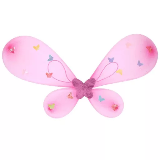 Világító rózsaszín tüll tündér jelmez szárnyakkal, pálcával és fejpánttal