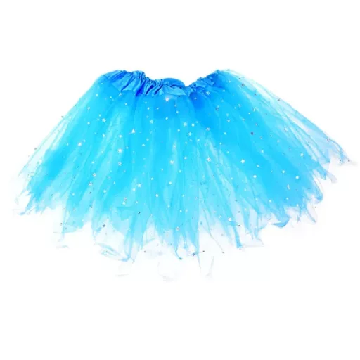 Kék világítós tüll tündérjelmez szoknyával, szárnnyal, pálcával