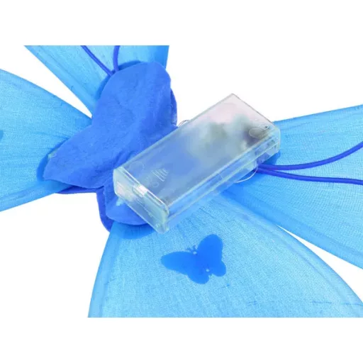 Kék világítós tüll tündérjelmez szoknyával, szárnnyal, pálcával