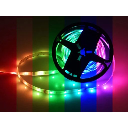 5 m IP65 RGB LED szalag SMD5050, távirányítóval, 12 V, öntapadós