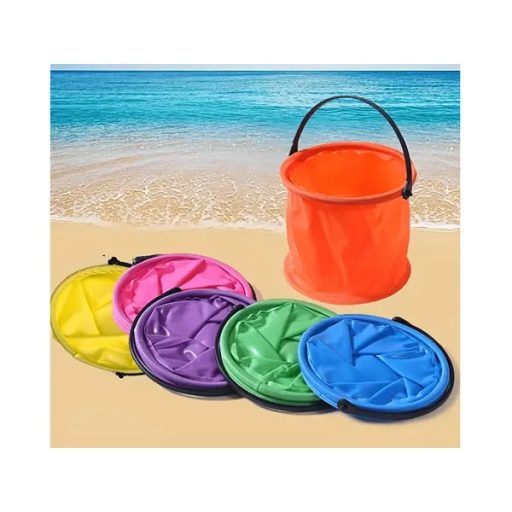 Összecsukható színes gyerek homokozó vödör, 11 cm, műanyag