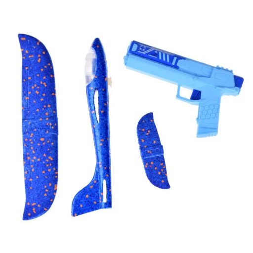 Hab repülő LED fénnyel és kilövő pisztollyal, kék, 31 cm