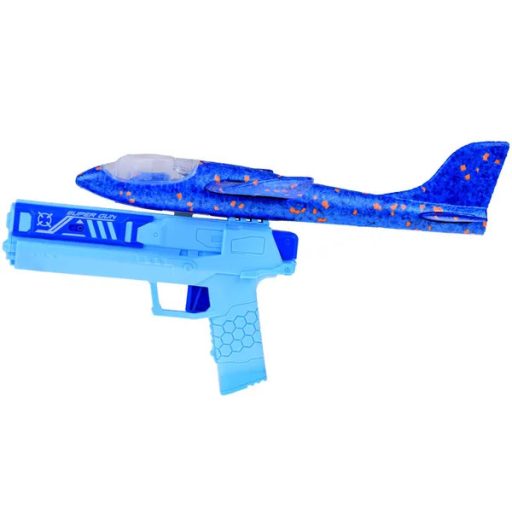 Hab repülő LED fénnyel és kilövő pisztollyal, kék, 31 cm