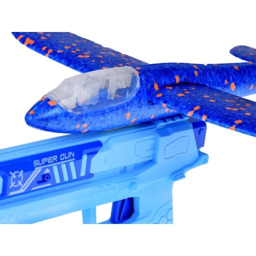 Hab repülő LED fénnyel és kilövő pisztollyal, kék, 31 cm