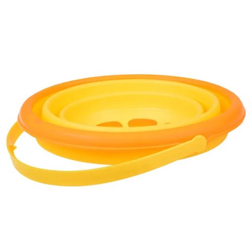 Összecsukható szilikon gyerek strandvödör, citromsárga, 2,5 L