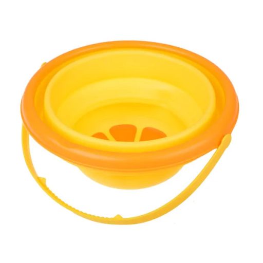 Összecsukható szilikon gyerek strandvödör, citromsárga, 2,5 L