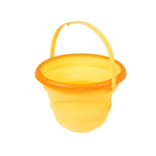 Összecsukható szilikon gyerek strandvödör, citromsárga, 2,5 L