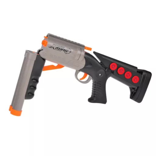 Nagy 51 cm-es játék sörétes puska 6 hüvely + 10 habszivacs nyíllal