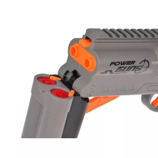 Nagy 51 cm-es játék sörétes puska 6 hüvely + 10 habszivacs nyíllal