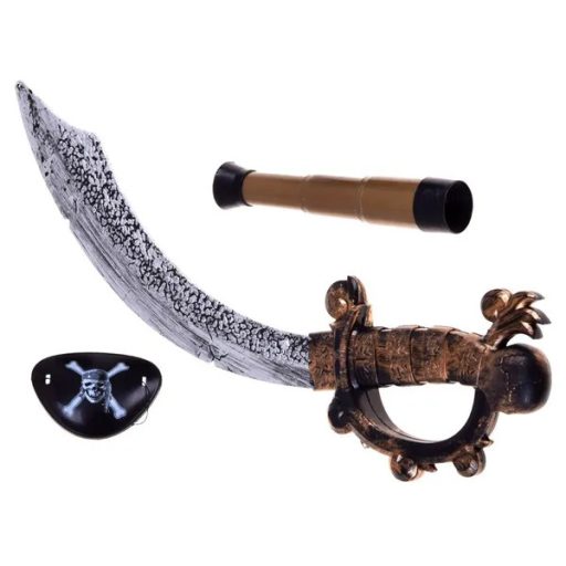 Gyerek kalóz jelmez készlet karddal, távcsővel és kalappal, 3+ év