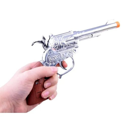 Gyerek cowboy jelmez kiegészítő készlet – 2 hangos pisztoly, öv, bilincs, jelvény