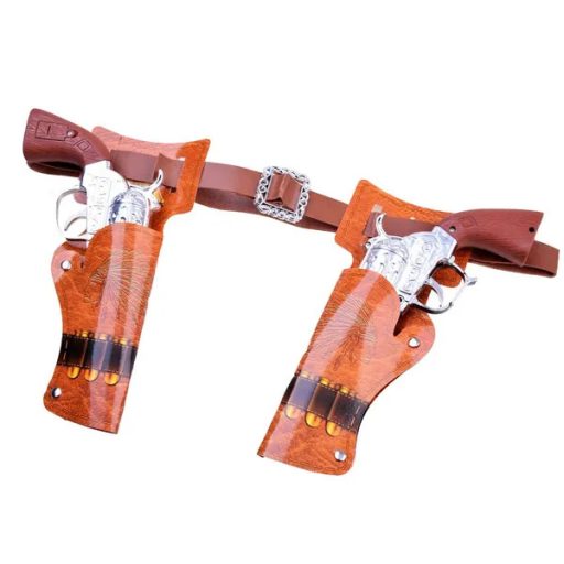 Gyerek cowboy jelmez kiegészítő készlet – 2 hangos pisztoly, öv, bilincs, jelvény
