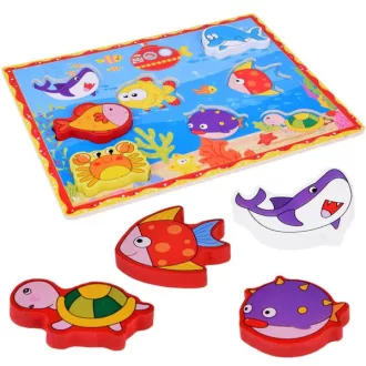 Fa puzzle vízi állatokkal, 8 db, 30×22,5 cm