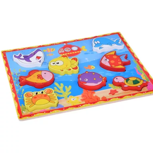 Fa puzzle vízi állatokkal, 8 db, 30×22,5 cm