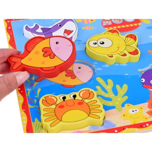 Fa puzzle vízi állatokkal, 8 db, 30×22,5 cm