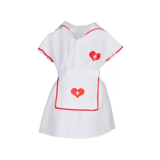 Gyerek nővér jelmez fehér ruhával, sapkával, 110-140 cm