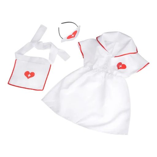 Gyerek nővér jelmez fehér ruhával, sapkával, 110-140 cm