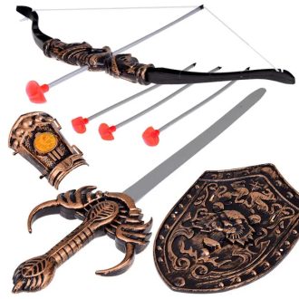   Gyerek lovag jelmez kiegészítő készlet karddal, íjjal, pajzzsal és tegezzel