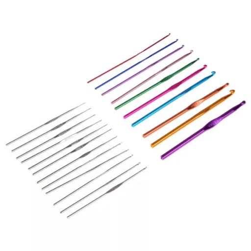 100 részes horgolótű készlet 0,6–6,5 mm tartozékokkal és tokkal