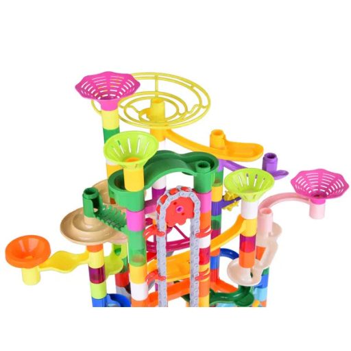 Elemes golyópálya építőjáték, 236 darabos szett automata lifttel