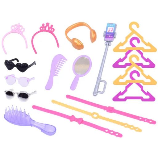 Baba divatkészlet – 10 ruha, 18 pár cipő, táskák és ékszerek