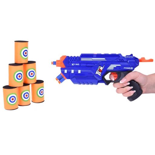 2 az 1-ben játékpisztoly szivacslövedékekkel és zselélabdákkal, céltáblával