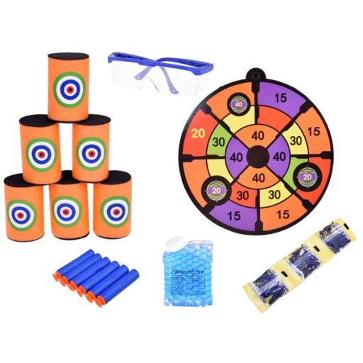 2 az 1-ben játékpisztoly szivacslövedékekkel és zselélabdákkal, céltáblával