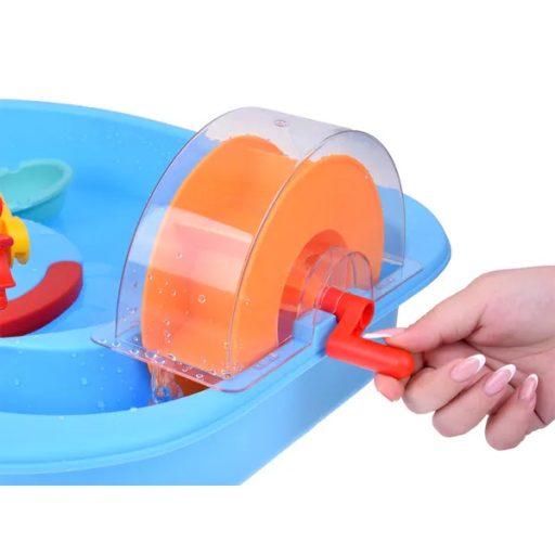 Kék vízijáték asztal vízkerékkel és horgász kiegészítőkkel, 59x48x19 cm