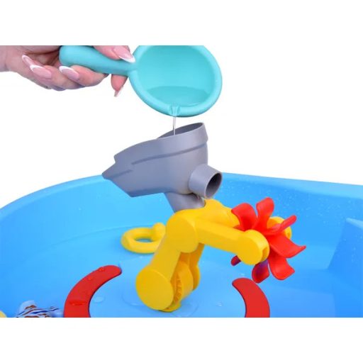 Kék vízijáték asztal vízkerékkel és horgász kiegészítőkkel, 59x48x19 cm