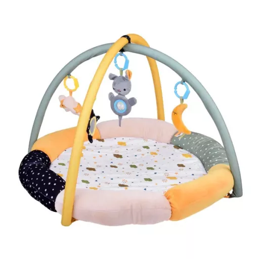 Puha felhő alakú babajátszószőnyeg, 80 cm, 2 ívvel és 4 függő játékkal