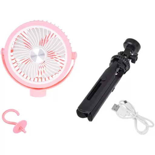 Halk USB asztali ventilátor 360° forgatással, 3 fokozat, rózsaszín