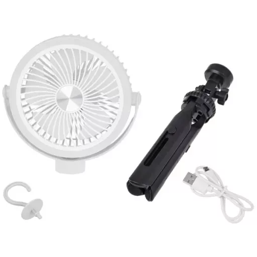 Halk mini USB asztali ventilátor 3 sebességgel, 360°-ban forgatható, fehér
