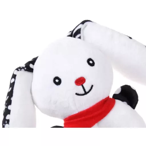 Kontrasztos plüss csörgő nyuszi sípolóval, 14 cm