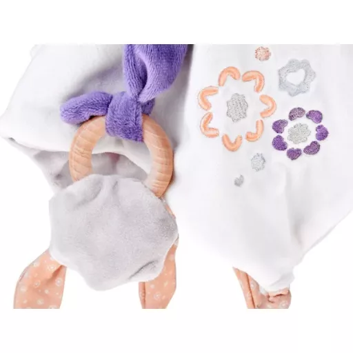 Puha mackós szundikendő rágókával, 33 cm, újszülött kortól, pasztell