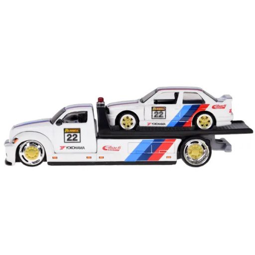 1:64 fém autó szett Maisto platós teherautó + BMW M3 1988 fehér