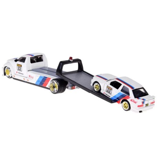 1:64 fém autó szett Maisto platós teherautó + BMW M3 1988 fehér
