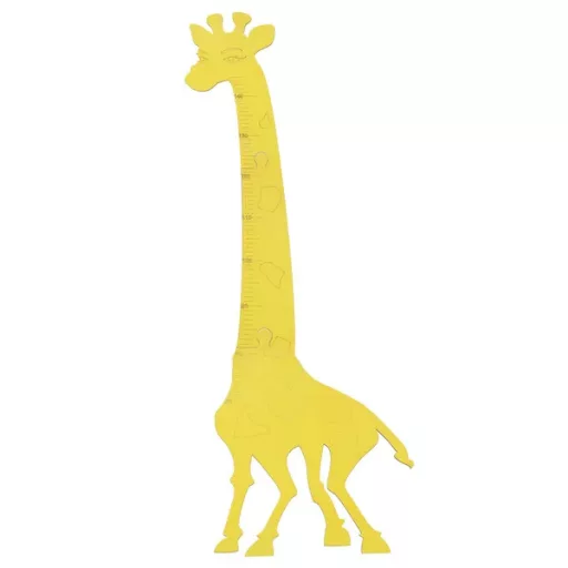 Fa zsiráfa magasságmérő gyerekszobába, 125 cm, sárga