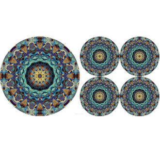   Barcelona mintás 5 részes kerek filc alátét szett, Ø33+4×16 cm