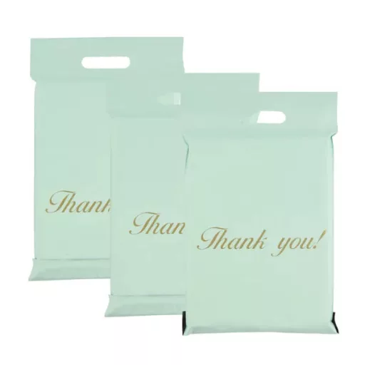 Mentazöld futártasak fogantyúval 500×600+70 mm, 50 db, Thank You