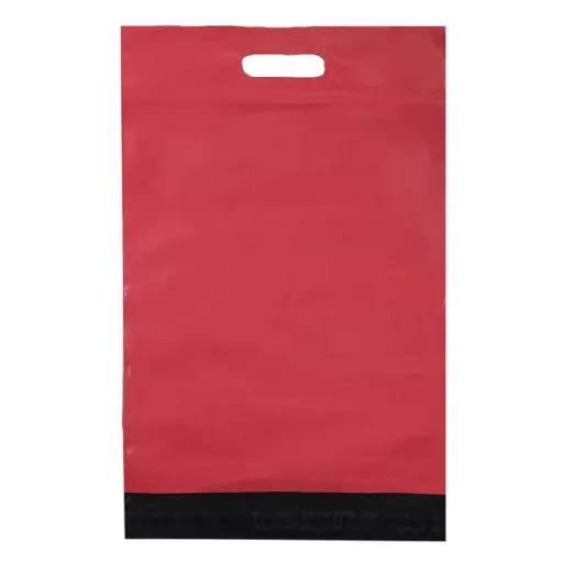 Piros LDPE futárfóliatasak fogantyúval 500×600+70 mm 50 db Thank You
