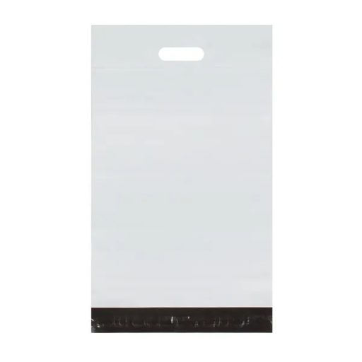 Fehér futár fóliatasak fogantyúval 500×600+70 mm, 50 db/csomag