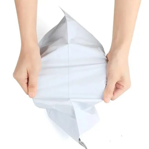 Fehér futár fóliatasak fogantyúval 500×600+70 mm, 50 db/csomag