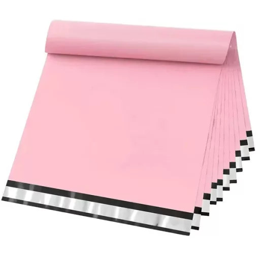 Rózsaszín LDPE futártasak fogantyúval 500×600+70 mm, 50 db