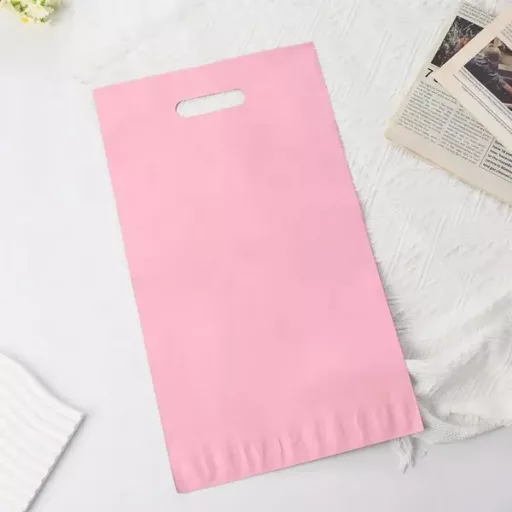 Rózsaszín LDPE futártasak fogantyúval 500×600+70 mm, 50 db