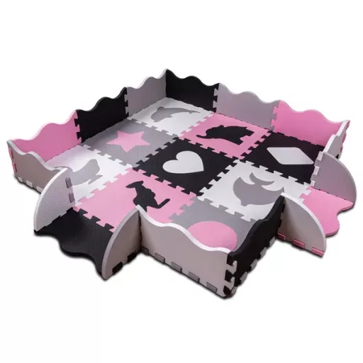 XXL EVA habpuzzle játszószőnyeg, 3-az-1-ben babakerítés, 25 db