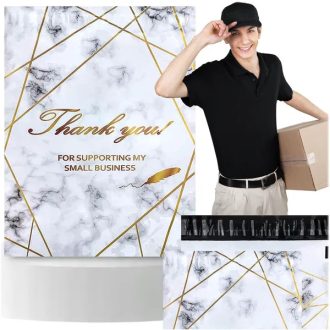   Arany márvány futár fóliatasak 380×520 mm, 50 db, Thank You