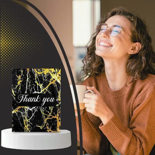 Erős futár politasak 255×370 mm, fekete-arany „Thank You”, 50 db