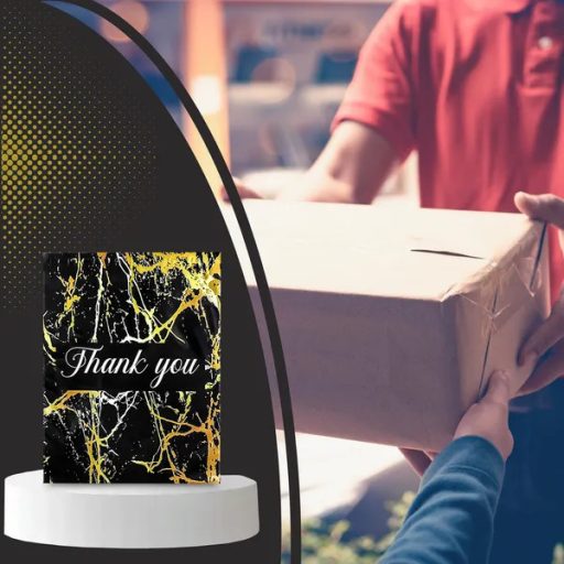 Erős futár politasak 255×370 mm, fekete-arany „Thank You”, 50 db