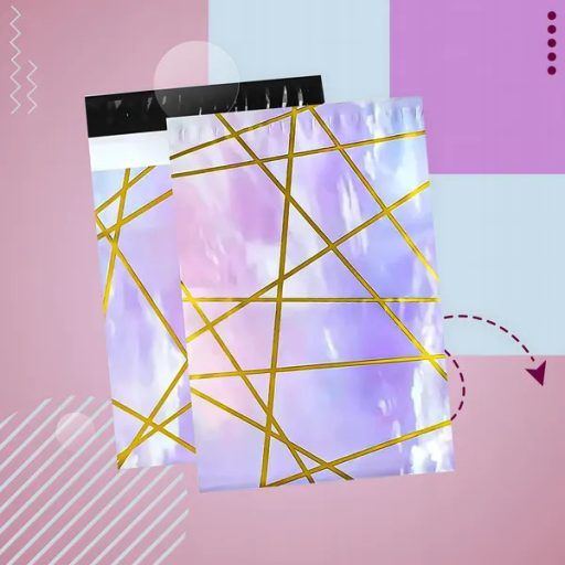 Futár polietilén tasak 255×370 mm, lila-arany, erős, 50 db