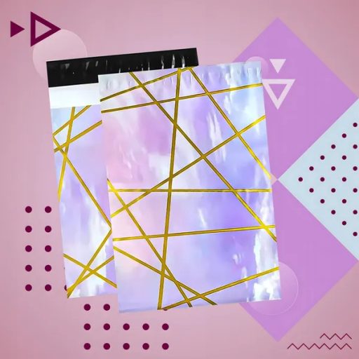 Futár polietilén tasak 255×370 mm, lila-arany, erős, 50 db